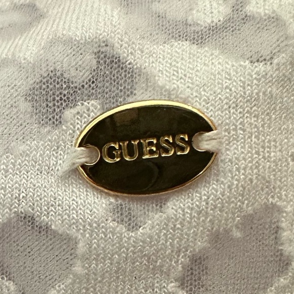 Guess Cheetah Sheer White XS Top - Picture 3 of 6